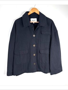 Mate Organic Cotton Black Chore Coat XL XXL Utility Canvas Fisherman Minimalist